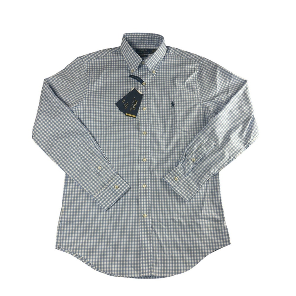 POLO RALPH LAUREN Classic Fit Performance Shirt Men's S Blue Gingham NWT